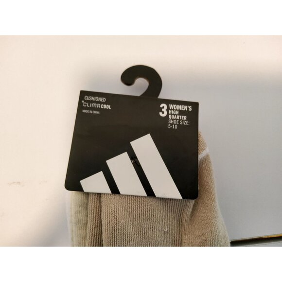 Adidas Womens Cushioned ClimaCool High Quarter Socks 3-Pack Shoe Size 5-10 Beige - Picture 4 of 4
